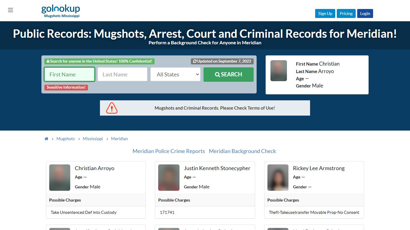 Mugshots Meridian, Arrest Records Meridian - golookup.com