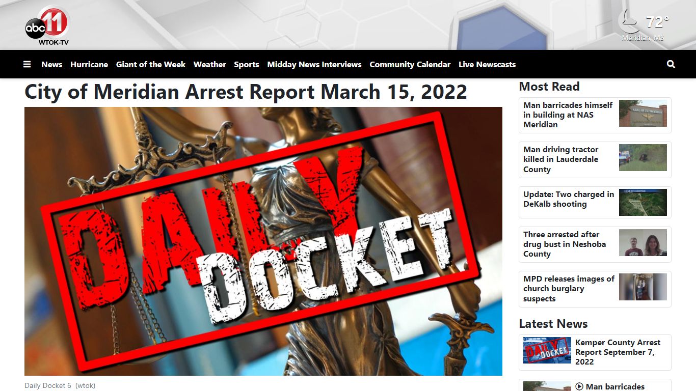 City of Meridian Arrest Report March 15, 2022 - WTOK